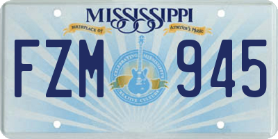 MS license plate FZM945