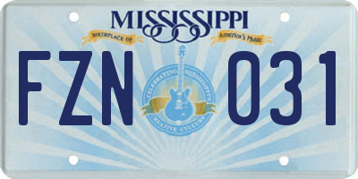 MS license plate FZN031