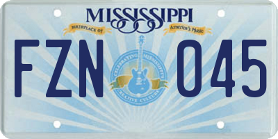 MS license plate FZN045