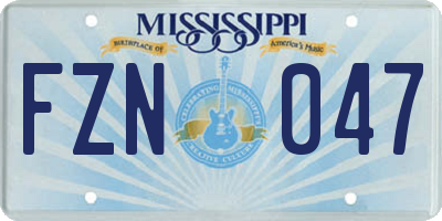 MS license plate FZN047