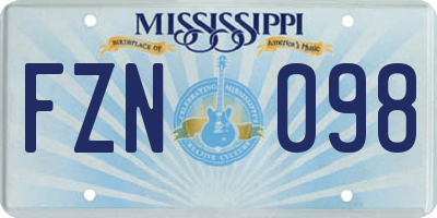 MS license plate FZN098