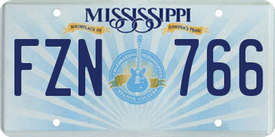 MS license plate FZN766