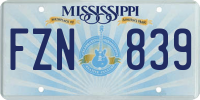 MS license plate FZN839