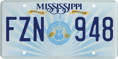 MS license plate FZN948