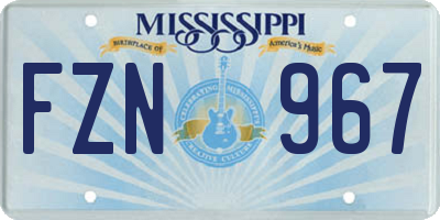 MS license plate FZN967