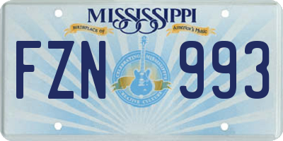 MS license plate FZN993