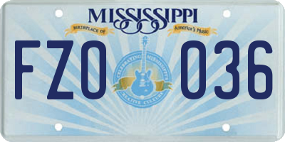 MS license plate FZO036