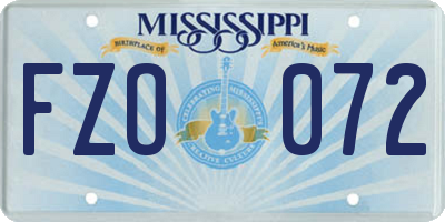 MS license plate FZO072