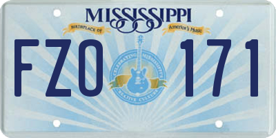 MS license plate FZO171