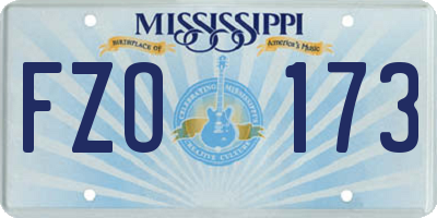 MS license plate FZO173