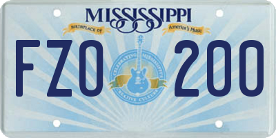MS license plate FZO200