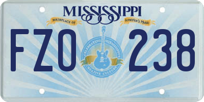 MS license plate FZO238