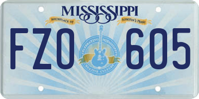 MS license plate FZO605