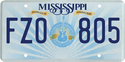 MS license plate FZO805