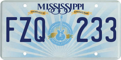 MS license plate FZQ233