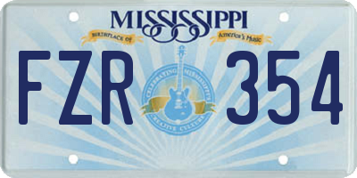 MS license plate FZR354