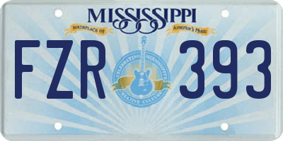 MS license plate FZR393