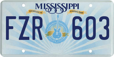 MS license plate FZR603