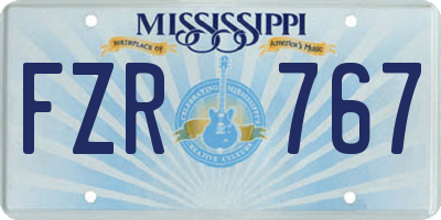 MS license plate FZR767