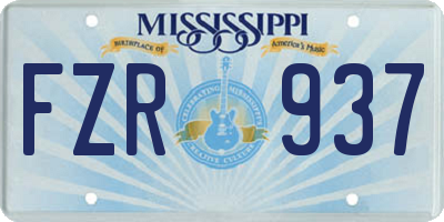 MS license plate FZR937