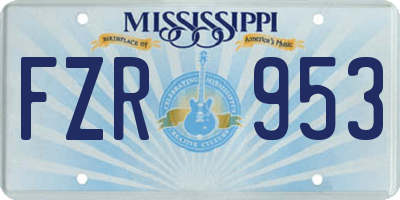 MS license plate FZR953