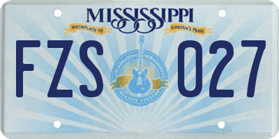 MS license plate FZS027