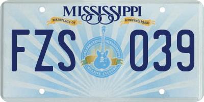 MS license plate FZS039