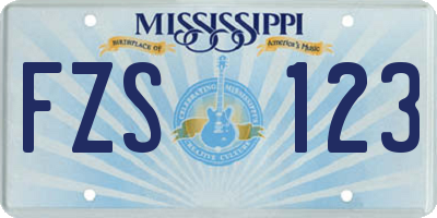 MS license plate FZS123