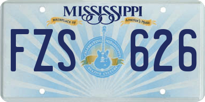 MS license plate FZS626