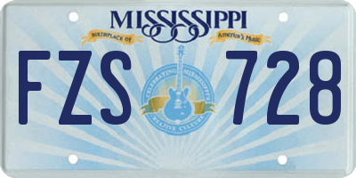 MS license plate FZS728