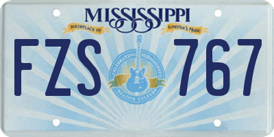 MS license plate FZS767