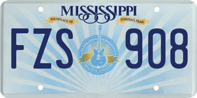 MS license plate FZS908
