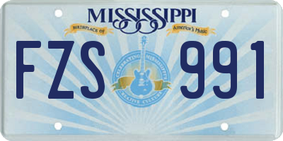 MS license plate FZS991