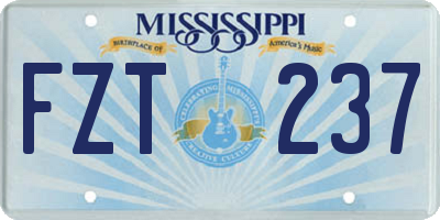 MS license plate FZT237