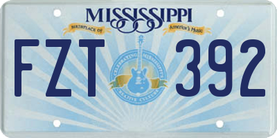 MS license plate FZT392