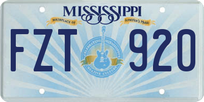 MS license plate FZT920