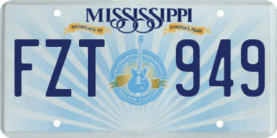 MS license plate FZT949
