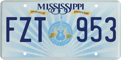 MS license plate FZT953