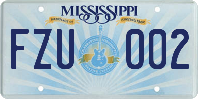 MS license plate FZU002