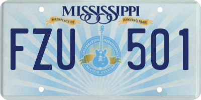 MS license plate FZU501