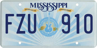 MS license plate FZU910