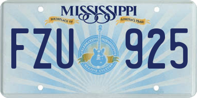 MS license plate FZU925