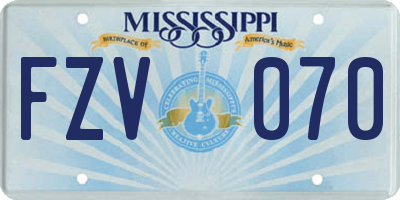 MS license plate FZV070