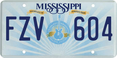 MS license plate FZV604