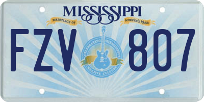 MS license plate FZV807