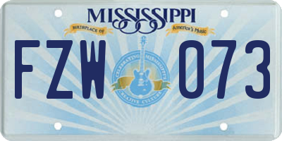 MS license plate FZW073
