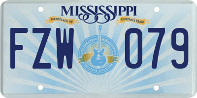 MS license plate FZW079