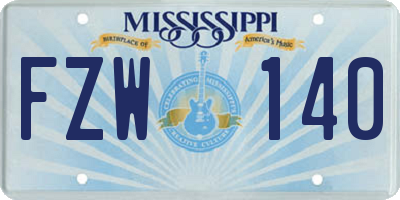 MS license plate FZW140