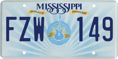 MS license plate FZW149