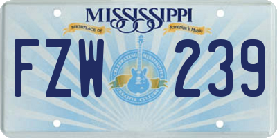 MS license plate FZW239
